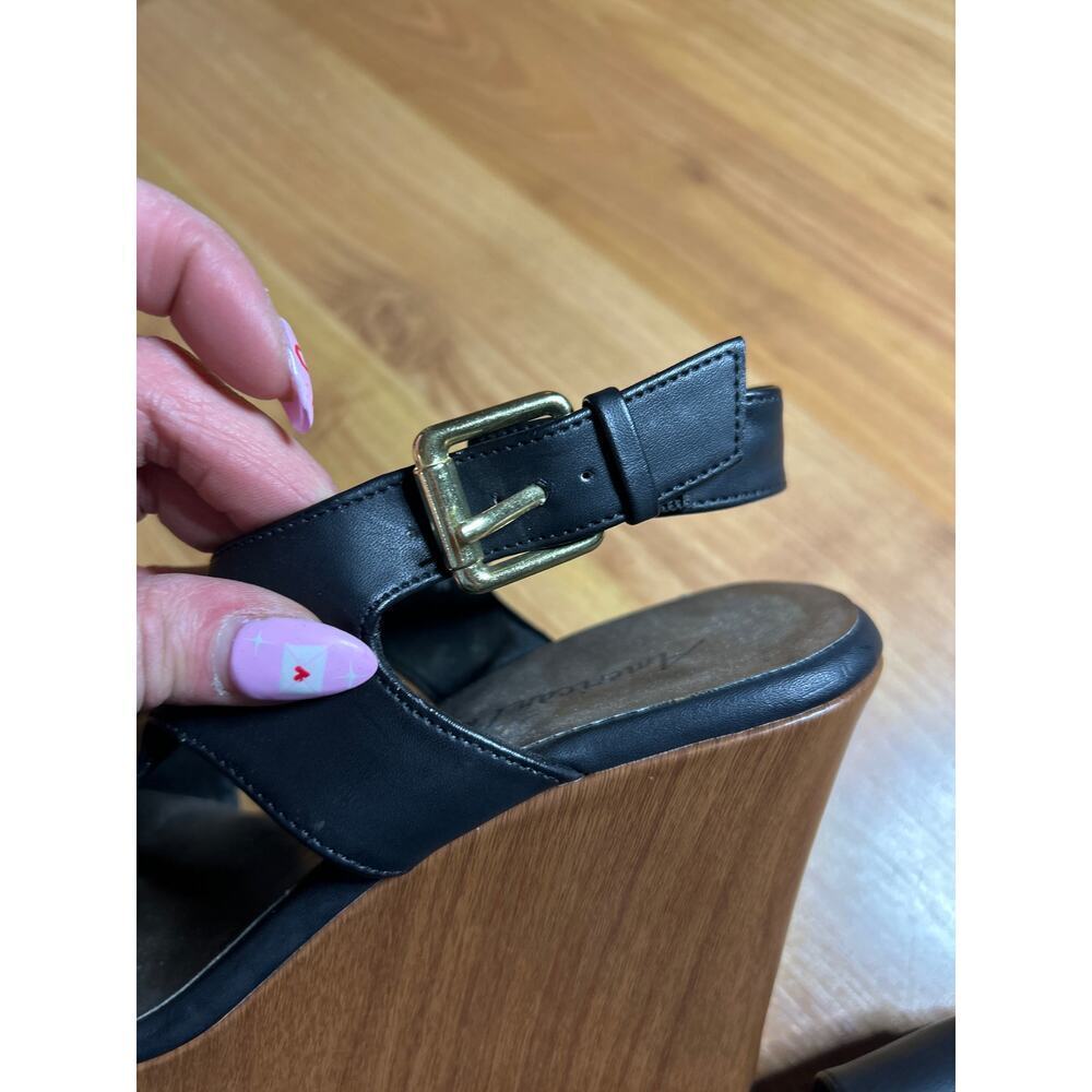 American Eagle Tansy Black Wedge Heels size 8 slingback open toe boho chic - Picture 6 of 6